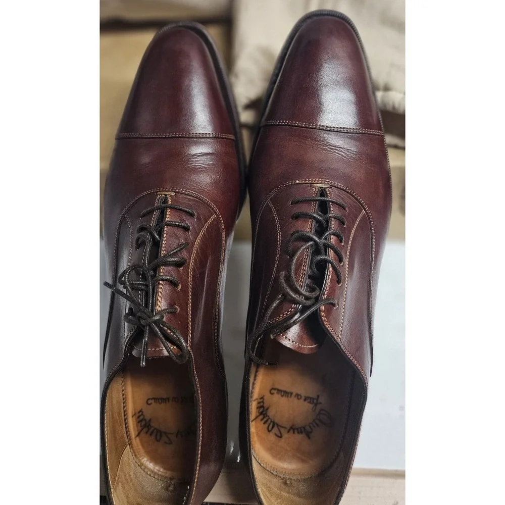VTG SANTONI Andrea Santoni Italian handmade oxford lacing brown mens 12D
